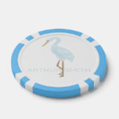 Watercolor Blauwe Kraanvogel Poker Chips (Enkel)