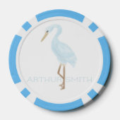 Watercolor Blauwe Kraanvogel Poker Chips (Achterkant)
