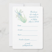 Watercolor Blauwe Libelle Bruiloft RSVP Kaart (Achterkant)