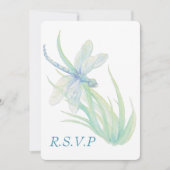 Watercolor Blauwe Libelle Bruiloft RSVP Kaart (Voorkant)