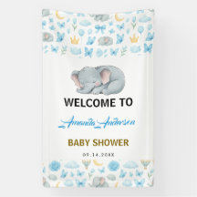Watercolor Blauwe Olifant | Baby Shower voor Jonge