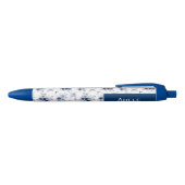 Watercolor Blauwe Rozen Aangepaste Naam Inkt Pen (Bovenkant)