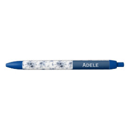 Watercolor Blauwe Rozen Aangepaste Naam Inkt Pen