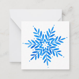 Watercolor Blauwe Sneeuwvlok Briefkaart