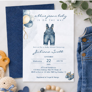 Watercolor Blauwe Spijkerbroek Baby Denim Baby Sho Kaart
