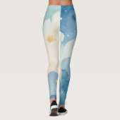 Watercolor Blauwe Sterrenhemel Leggings (Achterkant)
