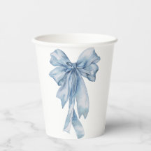 Watercolor Blauwe Strik Papieren Bekers