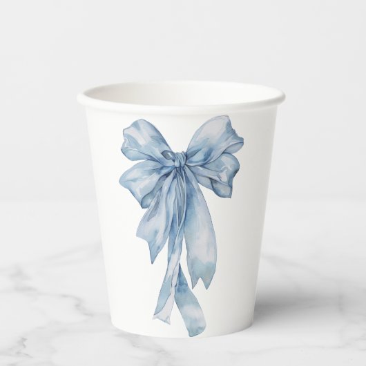 Watercolor Blauwe Strik Papieren Bekers (Voorkant)