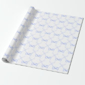 Watercolor Blauwe Strikken Cadeaupapier (Uitgerold)
