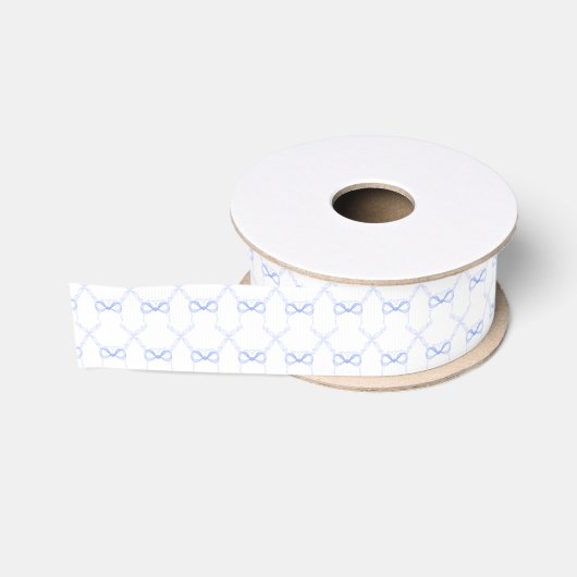 Watercolor Blauwe Strikken Grosgrain Lint (Spoel)