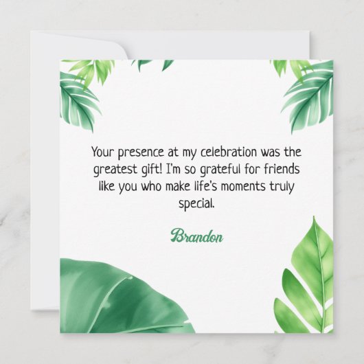 Watercolor Blauwe Trex Groene Kids 3e Verjaardag Bedankkaart (Achterkant)