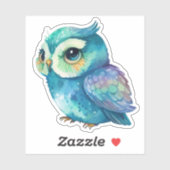 Watercolor Blauwe Uil Sticker (Vel)