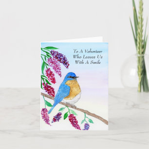 Watercolor Blauwe Vogel In Wisteria Boom Vrijwilli Bedankkaart