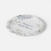 Watercolor Blauwe Wilde Bloem Bruiloft Feestje Papieren Bordje (Gekanteld)