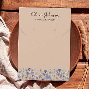 Watercolor Blauwe Wilde Bloem Sieraden Displaykaar Visitekaartje