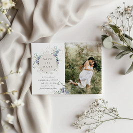 Watercolor Blauwe Wilde Bloem Twee Foto Save The D Kaart