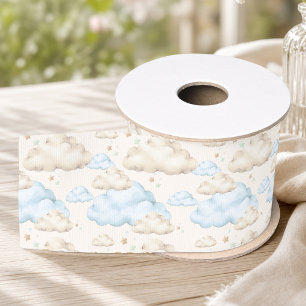 Watercolor Blauwe Wolken Babykamer Baby Grosgrain Lint