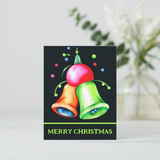 Watercolor Blob Bells - Kerstkaart (Staand voorkant)