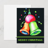 Watercolor Blob Bells - Kerstkaart (Voorkant / Achterkant)