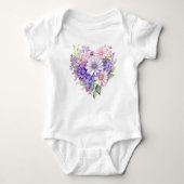 Watercolor Bloeiend Hart Bloem Motief Outfit Romper (Voorkant)