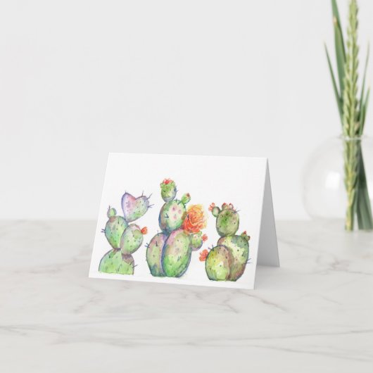 Watercolor Bloeiende Cactus in de Woestijn Kaart (Voorkant)