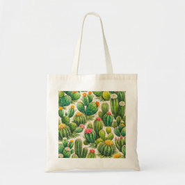 Watercolor Bloeiende Cactus Woestijn Botanisch Tote Bag