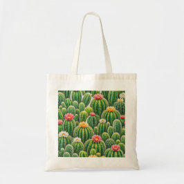 Watercolor Bloeiende Vat Cactus Woestijn Patroon Tote Bag