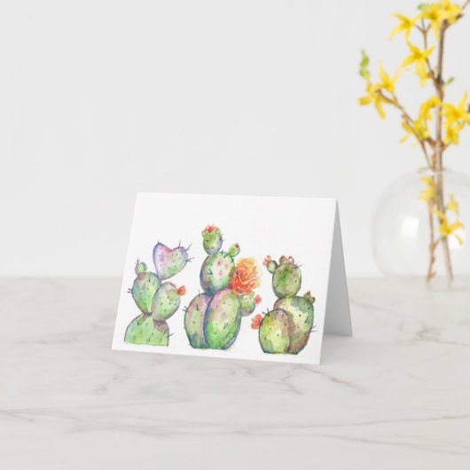Watercolor bloeiende woestijncactus kaart (Gele Bloem)