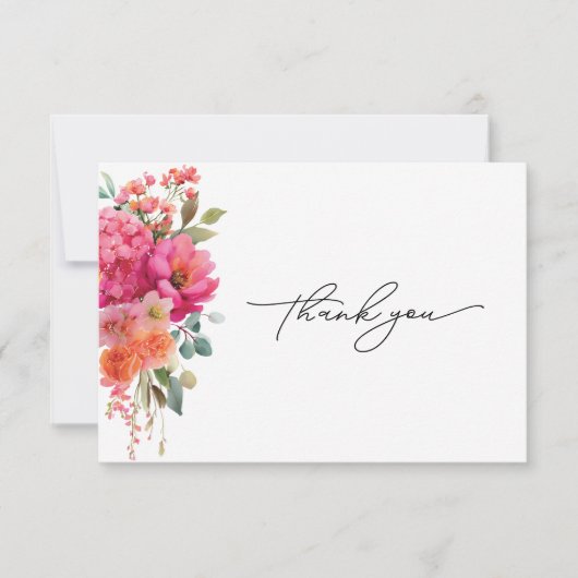 Watercolor Bloem Aankkaart Bedankkaart (Voorkant)