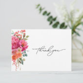 Watercolor Bloem Aankkaart Bedankkaart (Staand voorkant)