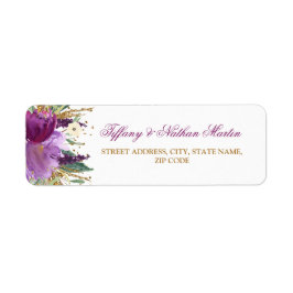 Watercolor Bloem Amethyst Trouwadreslabels Etiket