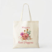 Watercolor Bloem Brei Gebeurt Breien Tote Bag (Voorkant)