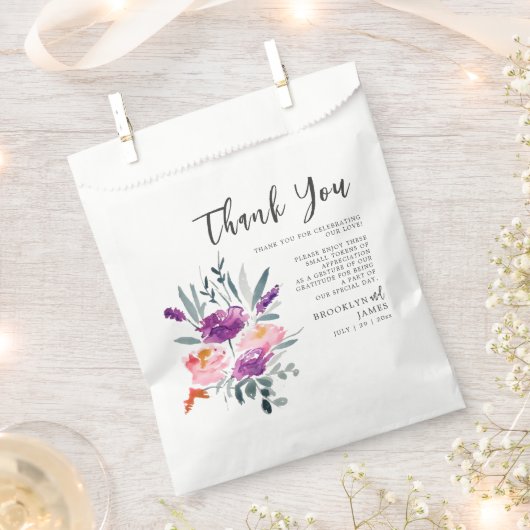 Watercolor Bloem Bruiloft Bedankzakje (Geknipt)