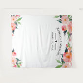 Watercolor Bloem Bruiloft Photo Booth Achtergrond Wandkleed (Voorkant (horizontaal))