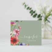 Watercolor Bloem Bruiloftsborrel Receptkaart (Staand voorkant)