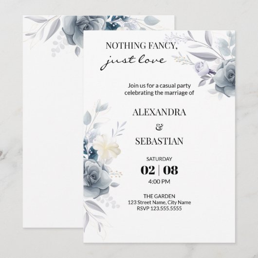 Watercolor Bloem Bruiloftsreceptie Kaart (Voorkant / Achterkant)