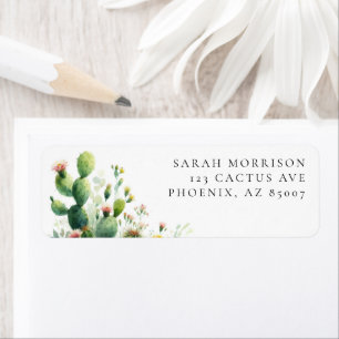 Watercolor Bloem Cactus Gepersonaliseerd Adres Etiket
