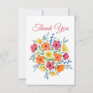 Watercolor Bloem "Dank je wel" Bedankkaart