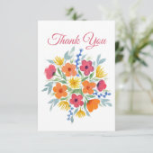 Watercolor Bloem "Dank je wel" Bedankkaart (Staand voorkant)