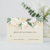 Watercolor Bloem + Gouden Accent RSVP Kaart (Staand voorkant)