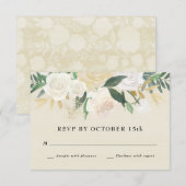 Watercolor Bloem + Gouden Accent RSVP Kaart (Voorkant / Achterkant)