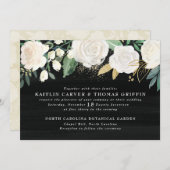 Watercolor Bloem + Gouden Accent Trouw Uitnodiging (Voorkant / Achterkant)