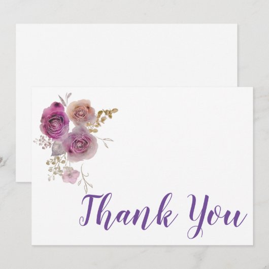 Watercolor bloem Grace Bedankkaart (Voorkant / Achterkant)