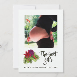 Watercolor Bloem Kerstmis Baby Verwachting Aankondiging