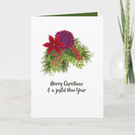 Watercolor bloem Kerstmis Kaart (Voorkant)