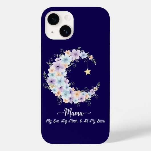 Watercolor Bloem Maans Mama Case-Mate iPhone Case (Achterkant)