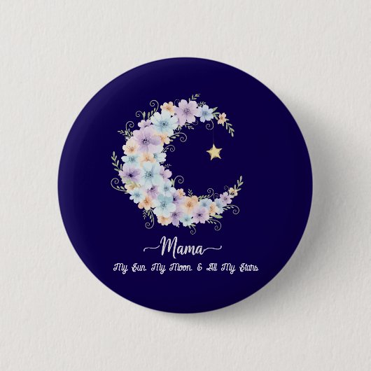 Watercolor Bloem Maans Moeder Ronde Button 5,7 Cm (Voorkant)