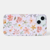 Watercolor Bloem Mobiele Hoes Lavendel iPhone 15 Case (Achterkant horizontaal)