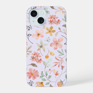 Watercolor Bloem Mobiele Hoes Lavendel iPhone 15 Case