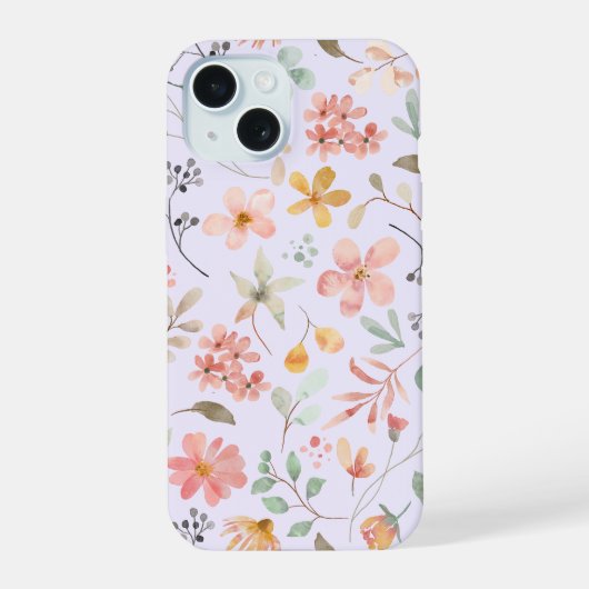 Watercolor Bloem Mobiele Hoes Lavendel iPhone 15 Case (Achterkant)